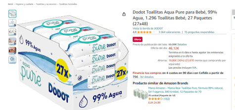 Dodot Aqua Pure Pack 9x 48 = 432 Toallitas