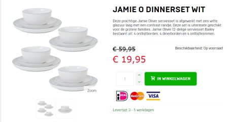 Spaans Dochter been Jamie Oliver Bailey serviesset - 4-persoons - 12-delig voor €19,95