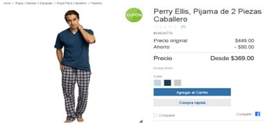 Conjunto pijama Perry Ellis para hombre