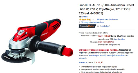 EINHELL 4430855 - Amoladora Expert TE-AG 115-600