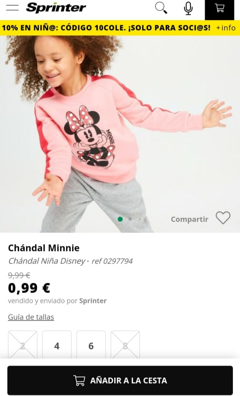 Chándal Minnie Chándal Niña solo 0,89€