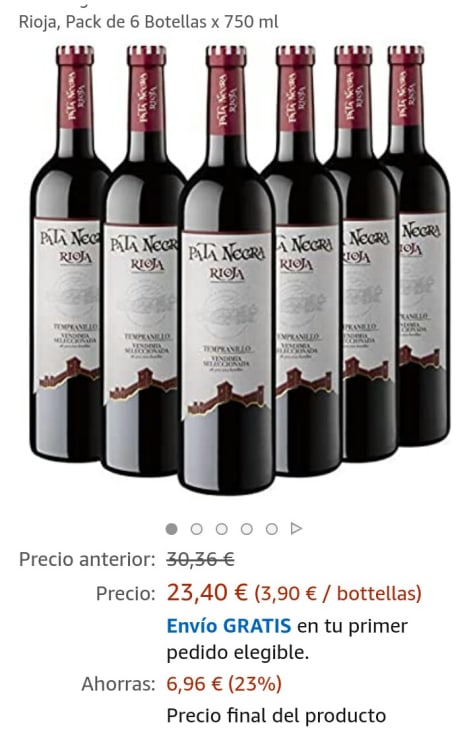 Pata Negra - Lote de 6 Botellas con D.O, Pack de 6 x 750 ml