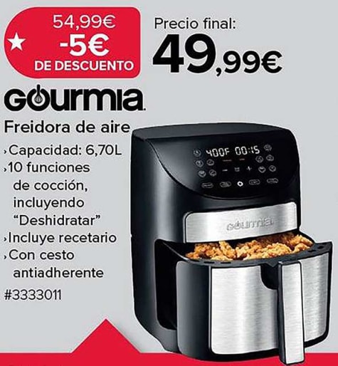 Freidora de aires Gourmia 6.70L por solo 49,99€