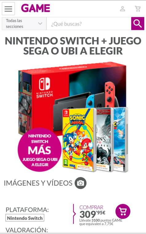 Nintendo Switch + Juego SEGA o UBI a elegir. NINTENDO SWITCH