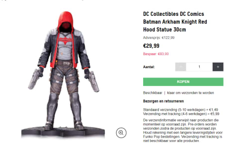 dc collectibles dc comics batman arkham knight red hood statue 30cm