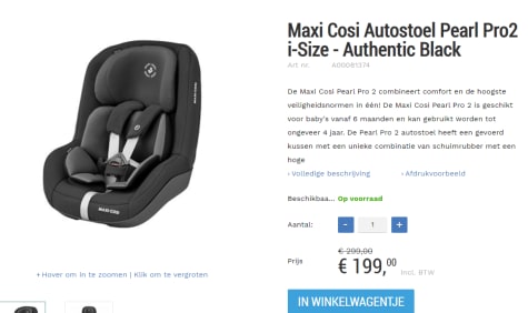 Jabeth Wilson Emulatie wijsvinger Autostoel Maxi-Cosi Pearl Pro2 i-Size Authentic Black voor €199