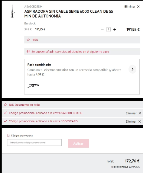 Aspirador vertical 6000 CLEAN de 55 min de autonomia Aspirador