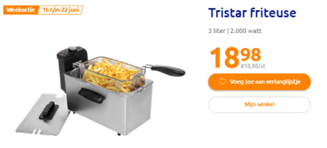 Centrum Bukken Ambassade Tristar friteuse voor €18,98 bij Action