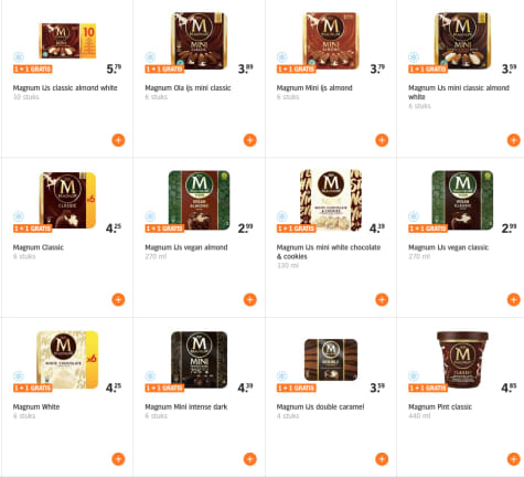 1 + 1 Gratis op alle Magnum ijs bij Albert Heijn Aanbiedingen