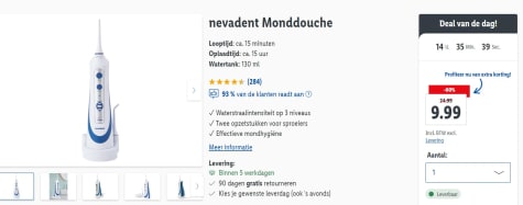 code Hij ga zo door Nevadent Monddouche - Looptijd: ca. 15 minuten voor €9,99 in de Lidl Webshop