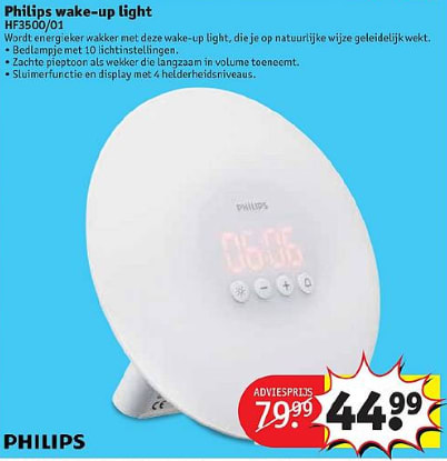 Arbeid hoop Voetganger Philips Wake-up Light HF3500/01 voor €44,99