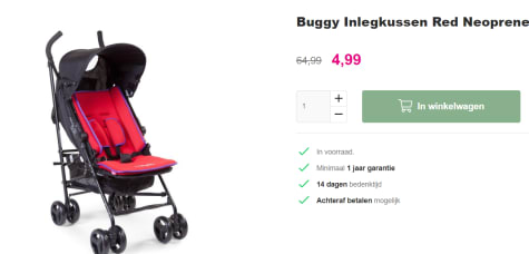 Buggy Inlegkussen Red Neoprene €4,95 bij Van Babysuperstore