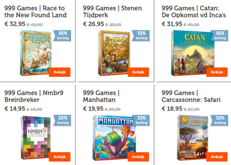 Mellow Verzadigen streep 33% korting op diverse 999 Games bordspellen bij iBood