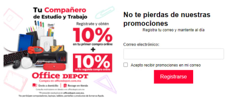 Suscríbete y recibe un 10% de descuento en Office Depot