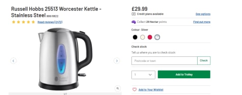 Buy Russell Hobbs Worcester Stainless Steel Kettle 25513