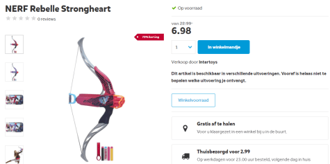 Vijandig De layout geschenk NERF Rebelle Strongheart Bow Blaster pijl en boog roze voor €6,98