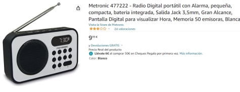 Radio Digital Metronic con Alarma