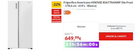 Frigorífico americano Hisense RS677N4AWF Blanco