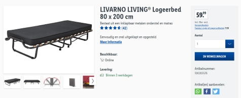 Groene achtergrond pensioen taxi LIVARNO LIVING® Logeerbed 80 x 200 cm met matras voor €59,99