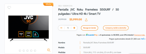 Smart Tv 50 Pulgadas Ultra Hd 4k Roku Negro Si50urf Jvc