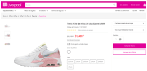 Tenis Nike de niña Air Max Excee MWH por $1,486.65 en Liverpool