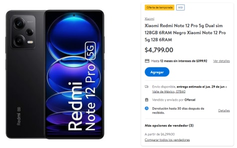 Kit Celular Redmi Note 12 Pro 5G Negro + Redmi Wath 2 Lite Azul 256GB