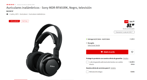 Sony RF855RK Auriculares Inalámbricos para TV