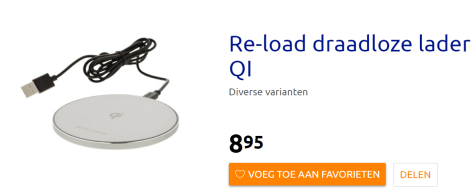 component Schuldenaar speelplaats Re-load draadloze lader QI voor €8,95