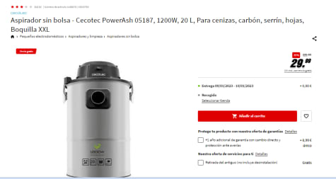 Cecotec Conga PowerAsh 1200 Aspirador de Cenizas 1200W