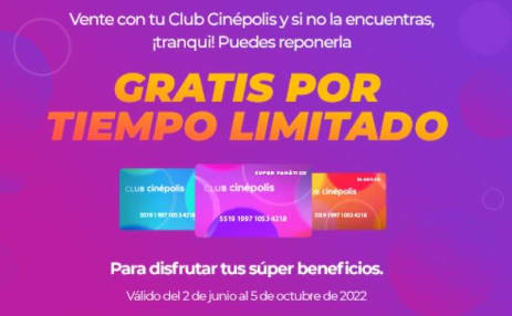 Tarjeta Club Cinépolis sin costo en Cinépolis