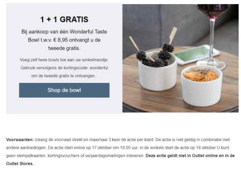 1+1 gratis op een Taste Bow bij Riviera Maison