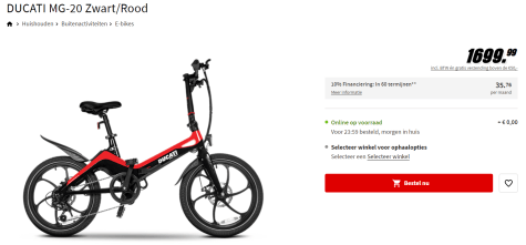 snorkel magneet lelijk Ducati elektrische fiets vouwfiets voor €1.699,99 bij de Mediamarkt
