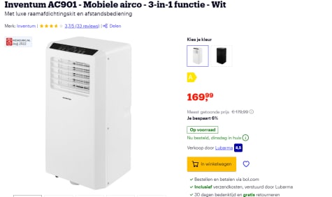 Inventum AC901 airco voor €169,99 bij Bol.com