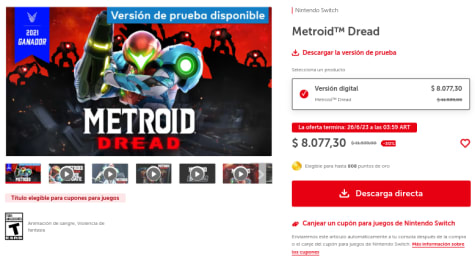 Impuestos, costos y pagos en la Nintendo Eshop de Argentina