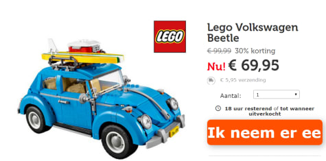 bodem bunker Zus LEGO Creator Expert Volkswagen Kever - 10252 voor €69,95