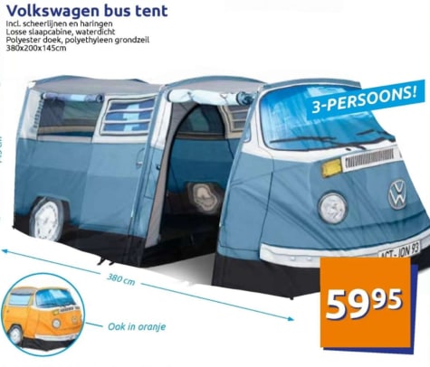 actie maat bedreiging Volkswagen Bus Tent Officiële Design T2 Vw Camper voor €59,95 bij Action