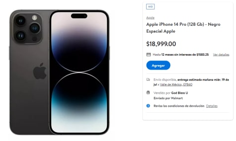 Apple iPhone 14 Pro (128 Gb) - Negro Espacial Reacondicionado