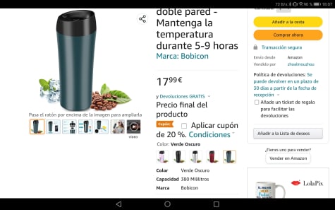 Taza Termo Café para Llevar 380 ml. Por 14,39€ leer descripción