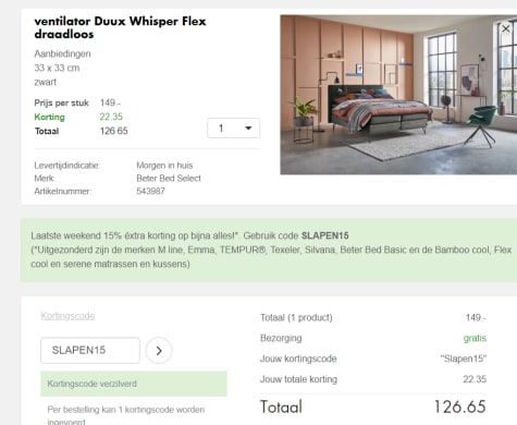 Duux Whisper Flex Smart Ventilator Zwart €126,65 dmv