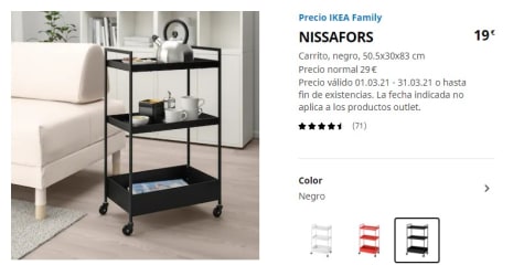 NISSAFORS carrito, blanco, 50.5x30x83 cm - IKEA