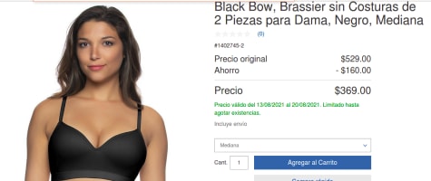 Black Bow Ropa Interior para Dama 5 Piezas Negro Grande