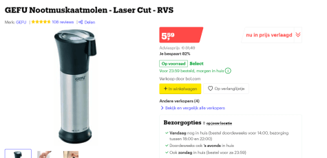 Zenuw Mens JEP GEFU Nootmuskaatmolen - Laser Cut voor €5,59