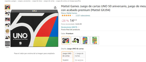 Juego De Mesa Uno 50 Aniversario +7 Nuevo -  Tienda Online  Nuevo y Segunda Mano - Envíos gratis!