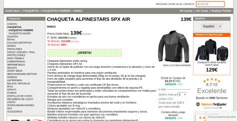 junto a Contracción Todo el tiempo Chaqueta moto Alpinestars por 139€ en Outlet Moto