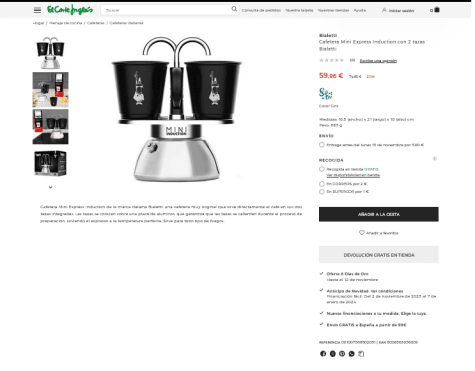 Cafetera Mini Express Induction con 2 tazas Bialetti