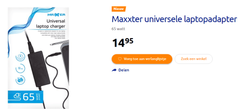 Posters veer Verbaasd Maxxter Universele Laptopadapter voor €14,95 bij Action