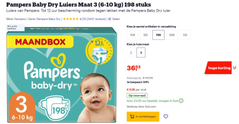 sectie droefheid Discipline Pampers Baby-Dry maandbox maat 3 (6-10 kg) 198 luiers voor €36,53 bij Bol .com