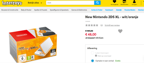 redden belegd broodje Jolly New Nintendo 2DS XL Console (Wit/Oranje) voor €48 bij 2 Intertoys  vestigingen!