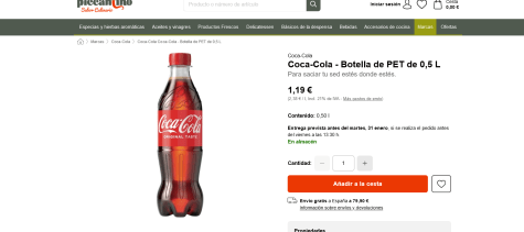 Coca‑Cola Coca-Cola - Botella de PET de 0,5 L, 0,50 litro - Piccantino