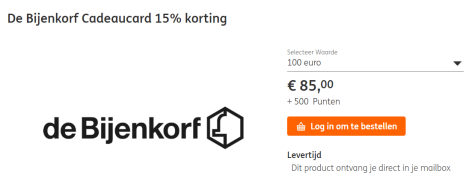 Faeröer Meander residentie De Bijenkorf Cadeaucard met 15% korting met ING rentenpunten